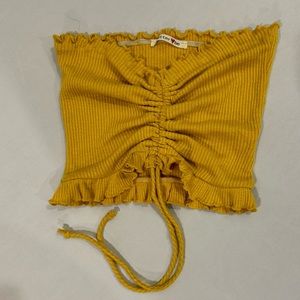 Yellow scrunch tube top
